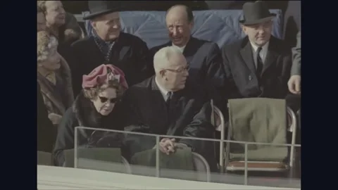 WASHINGTON DC - 1965: Johnson Inauguration — Warren seated Stock Footage 342589374