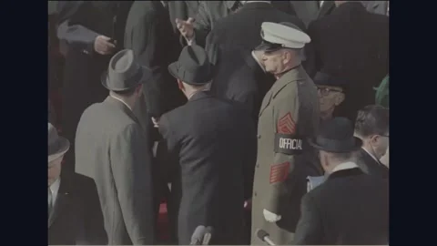 WASHINGTON DC - 1965: Johnson Inauguration — Officials in clusters 스톡 동영상 342589375
