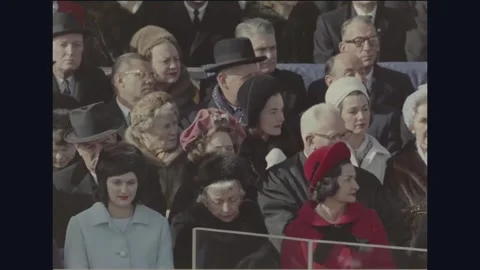 WASHINGTON DC - 1965: Johnson Inauguration — Dais watches podium Stock Footage 342589482