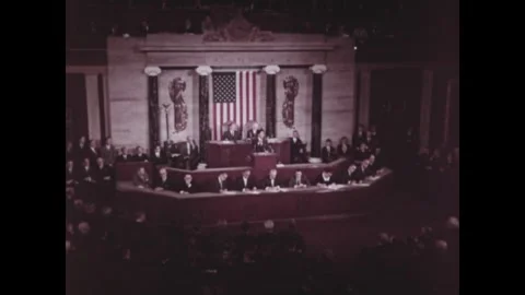 WASHINGTON DC - 1966 - In a speech to Congress, President Marcos urges Americans Stock Footage 341983456