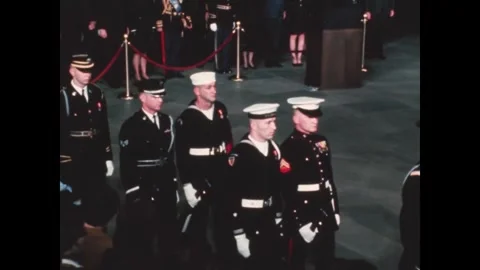 WASHINGTON DC - 1969 - US Navy sailors come to join the Honor Guard by President Stock Footage 341343841
