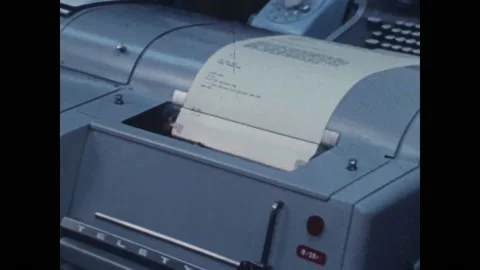 WASHINGTON DC - 1970 - A test message is prepared for Moscow on a teletype Stock Footage 323088276