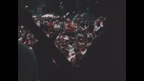 Washington DC 1970s: A man with dark hair and a beard plays an electric guitar Stock Footage 340659014
