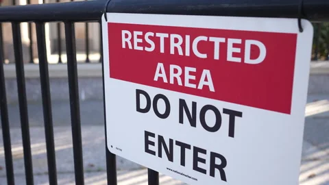 Washington DC 2023 - Restricted Area Do Not Enter Sign Handheld Stock Footage 252598965