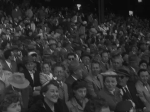 Washington, DC - 4/13/54: Crowd and Bucky Harris and Casey Stengel before game Stock Footage 232162066
