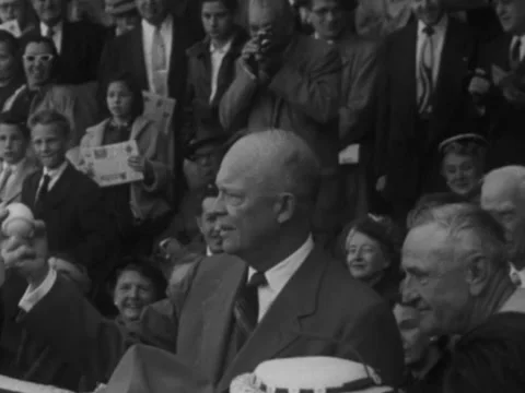 Washington, DC - 4/13/54: Dwight Eisenhower throws out first pitch Stock Footage 232162095
