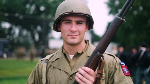 WASHINGTON DC - 6.14.2025 - US Army soldiers march in a parade to honor the Stock Footage 330949970
