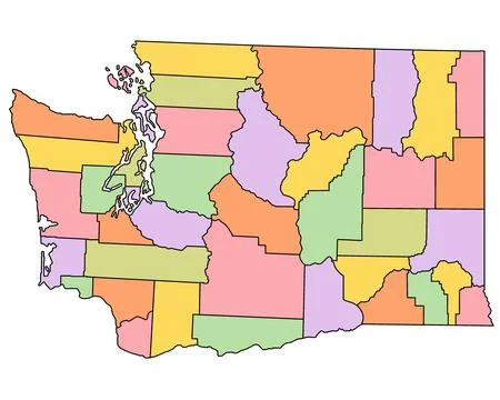 Washington DC administrative map. counties map of Washington dc with differ.. Stock Illustration