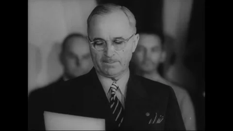 WASHINGTON, D.C. - AUGUST 14, 1945: Truman announces the surrender (continued) Stock Footage 339065257