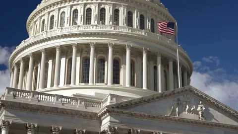 Washington DC Capitol and Flag Stock-Footage 71696216