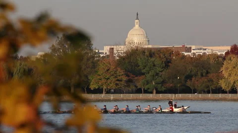 Washington DC Capitol Building Fall Riverside Stock Footage 51464091
