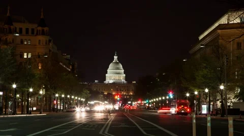 Washington DC Capitol Night Time-lapse Stock Footage 49066776