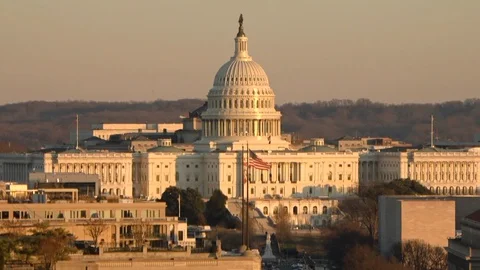 Washington DC Capitol sunset Stock Footage 129685874