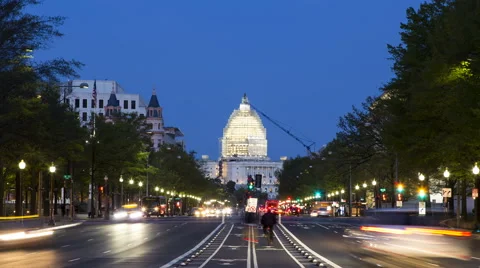 Washington DC Capitol Time Lapse Night Stock Footage 62348573