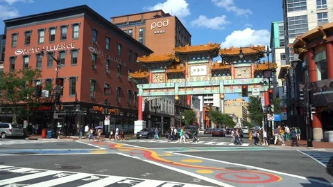 Washington DC - Chinatown Summer Stock Footage