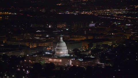 Washington, D.C. circa-2017, Aerial view of the United States Capitol building Stock Footage