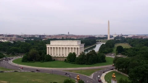 Washington, D.C. circa-2017, Aerial view of the Lincoln Memorial.  Shot with Vidéo 84330351