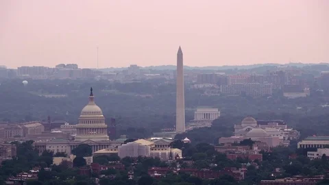 Washington, D.C. circa-2017, Aerial view of US Capitol Building.  Shot with Vídeos de archivo 84330792
