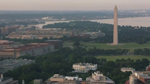Washington, D.C. circa-2017, Aerial view of White House, Washington Monument and Stock Footage 84332583