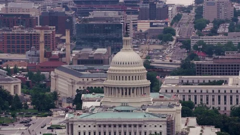 Washington, D.C. circa-2017, Aerial view of the US Capitol building.  Shot with Stock Footage 84332854