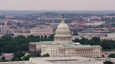 Washington, D.C. circa-2017, Aerial view of US Capitol building.   Shot with Stock Footage