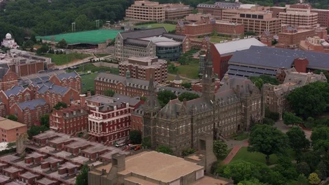Washington, D.C. circa-2017, Aerial view of Georgetown University.  Shot with Stock Footage 84391729