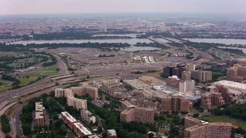 Washington, D.C. circa-2017, Wide aerial view of the Pentagon.  Shot with Stock Footage 84333278