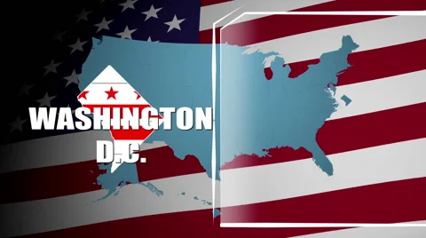 Washington D.C. Countered Flag and Information Panel Stock Footage 66775640