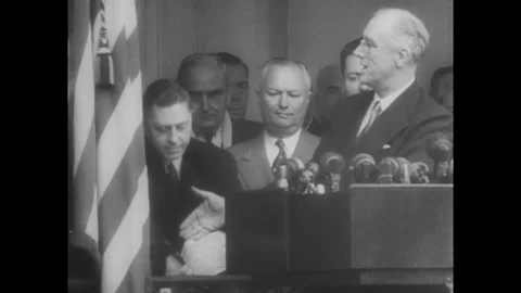 WASHINGTON DC, DISTRICT OF COLUMBIA - 1945: Civilian Speaker Addresses Winter Stock Footage 342856716