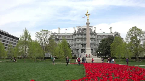 Washington DC Eisenhower Executive Office Building flowers 4K 059 Stock Footage 49998642