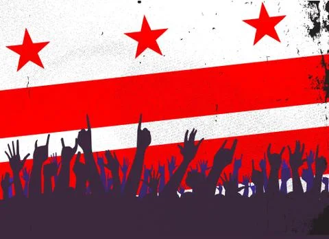 Washington DC Flag with Audience Stock Illustration