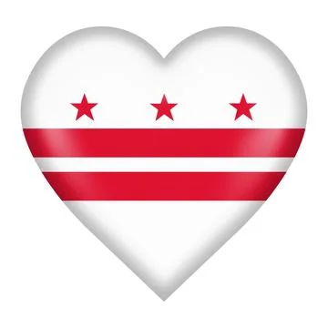 Washington DC flag heart button with clipping path 3d illustration Stock Illustration