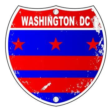 Washington DC Flag Icons As Interstate Sign Illustrazione stock