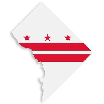 Washington DC flag map on white background 3d illustration with clipping path Stock Illustration
