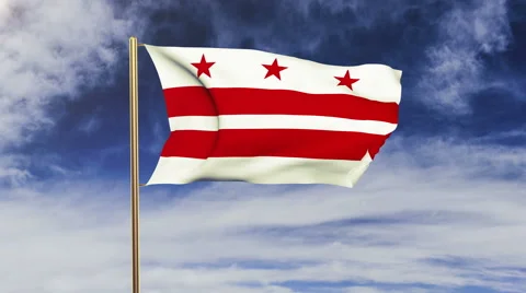 Washington dc flag waving in the wind. Green screen, alpha matte. Loopable Stock Footage 48207618