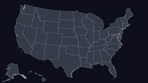 Washington DC Highlighted Raised in 3D on US Election Map Red Fill Scheme, Black Stock Illustration