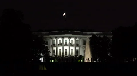 Washington DC - July 5th, 2016: The White House shot at night Video stock 67344244