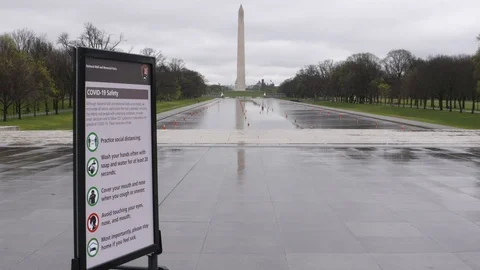 Washington DC landmarks empty during coronavirus outbreak, Washington Monument Video stock 127304574