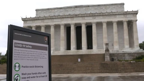 Washington DC landmarks empty during coronavirus outbreak, Lincoln Memorial Video stock 127304586