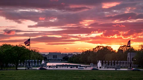 Washington DC Mall Cloudy Sunset Timelapse Stock Footage 152518565