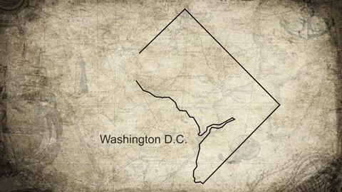 Washington DC map drawn on a cartography background sheet of paper Stock Footage 313526195