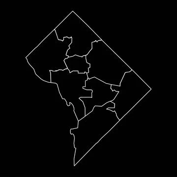 Washington DC map with neighborhoods. Vector illustration. Illustrazione stock