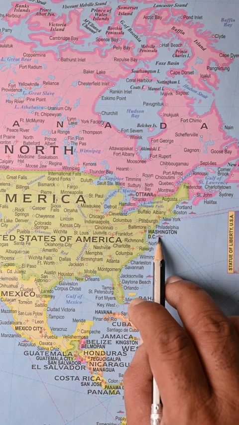 Washington D.C. on Map – Pencil Pointing Location Stock Footage 329350203