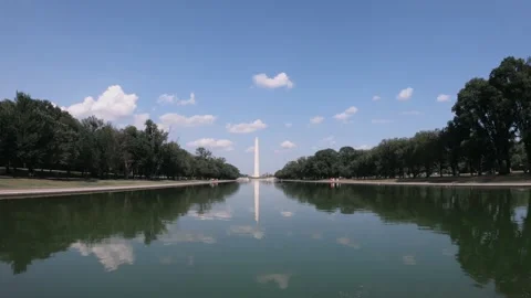 Washington DC Monument across the reflecting pool from the Lincoln Memorial o Stock Footage 319881107