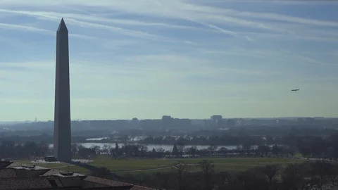 Washington DC Monument During Winter Stock Footage 129686089