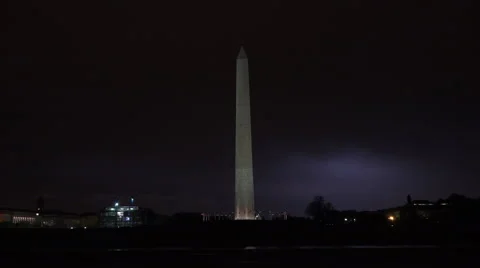 Washington DC monument traffic lightning night 4K 004 Stock Footage 50127737