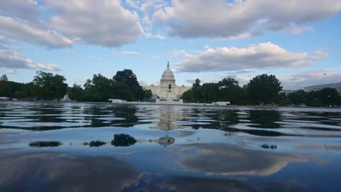 Washington DC monumental architecture. Capitol building and blue sky clouds Stock Footage 328959230