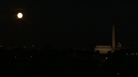 Washington DC, monuments full moon 動画素材 82132