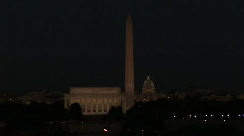 Washington DC monuments night Stock Footage 82128