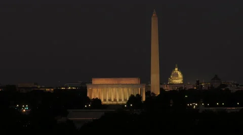 Washington, DC Monuments time-lapse night 動画素材 54246516